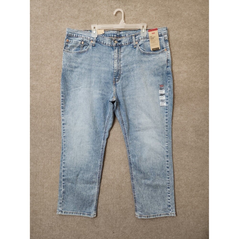 Levis 541 Athletic Fit Jeans Mens 44X29(27.5) Blue Light Wash Stretch Taper NEW